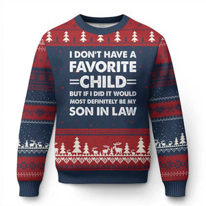 My Son In Law Is My Favorite Child Ugly Christmas Sweater Funny Mother-in-Law Father-in-Law Gift TS10 Navy Red Print Your Wear