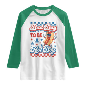 Bad Day To Be A Hot Dog Raglan Shirt Hotdog Lover Wiener 4th Of July TS10 White Kelly Green Print Your Wear