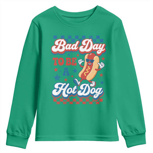 Bad Day To Be A Hot Dog Youth Sweatshirt Hotdog Lover Wiener 4th Of July TS10 Irish Green Print Your Wear