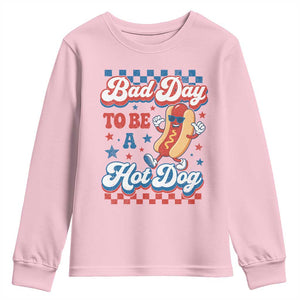 Bad Day To Be A Hot Dog Youth Sweatshirt Hotdog Lover Wiener 4th Of July TS10 Light Pink Print Your Wear