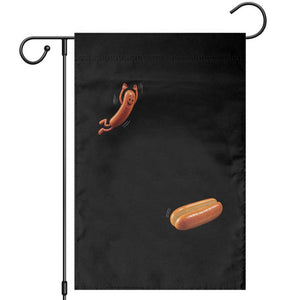 Funny Hot Dog Garden Flag Hotdog Jumping Into Bun Sausage BBQ Grilling High Dive TS10 Black Print Your Wear