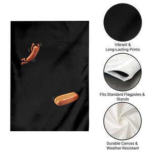Funny Hot Dog Garden Flag Hotdog Jumping Into Bun Sausage BBQ Grilling High Dive TS10 Print Your Wear