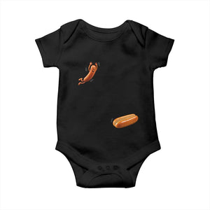 Funny Hot Dog Baby Onesie Hotdog Jumping Into Bun Sausage BBQ Grilling High Dive TS10 Black Print Your Wear