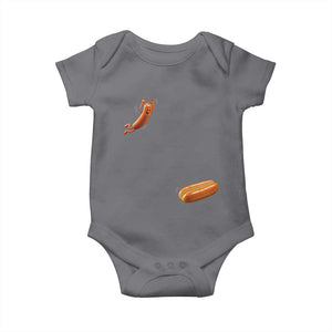 Funny Hot Dog Baby Onesie Hotdog Jumping Into Bun Sausage BBQ Grilling High Dive TS10 Charcoal Print Your Wear