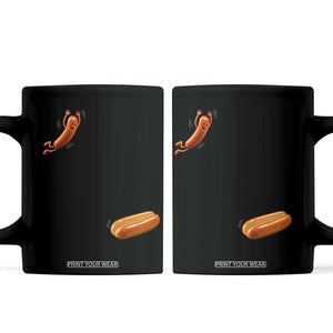Funny Hot Dog Coffee Mug Hotdog Jumping Into Bun Sausage BBQ Grilling High Dive TS10 Black Print Your Wear