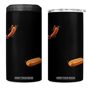 Funny Hot Dog 4 in 1 Can Cooler Tumbler Hotdog Jumping Into Bun Sausage BBQ Grilling High Dive TS10 One Size: 16 oz Black Print Your Wear