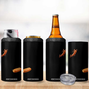 Funny Hot Dog 4 in 1 Can Cooler Tumbler Hotdog Jumping Into Bun Sausage BBQ Grilling High Dive TS10 Print Your Wear