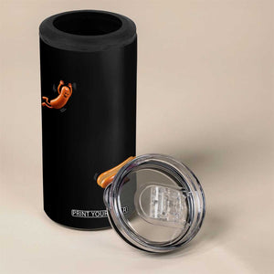 Funny Hot Dog 4 in 1 Can Cooler Tumbler Hotdog Jumping Into Bun Sausage BBQ Grilling High Dive TS10 Print Your Wear