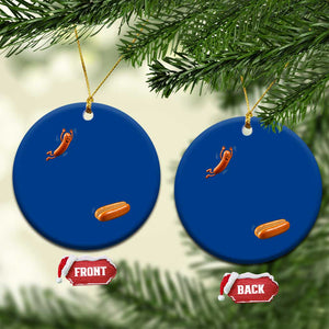 Funny Hot Dog Ceramic Ornament Hotdog Jumping Into Bun Sausage BBQ Grilling High Dive TS10 1pc Blue Print Your Wear