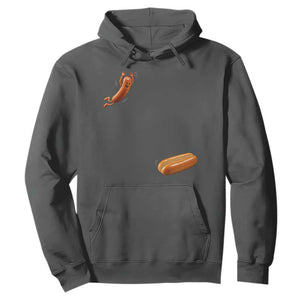 Funny Hot Dog Hoodie Hotdog Jumping Into Bun Sausage BBQ Grilling High Dive TS10 Dark Heather Print Your Wear
