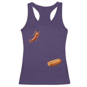 Funny Hot Dog Racerback Tank Top Hotdog Jumping Into Bun Sausage BBQ Grilling High Dive TS10 Purple Print Your Wear
