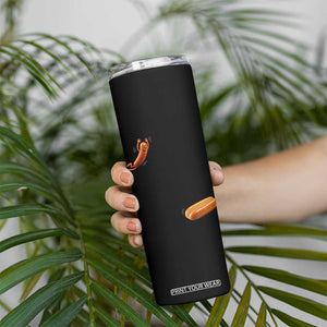 Funny Hot Dog Skinny Tumbler Hotdog Jumping Into Bun Sausage BBQ Grilling High Dive TS10 Print Your Wear