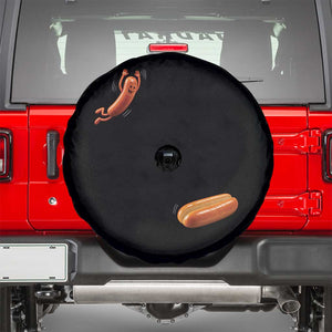 Funny Hot Dog Spare Tire Cover Hotdog Jumping Into Bun Sausage BBQ Grilling High Dive TS10 Black Print Your Wear