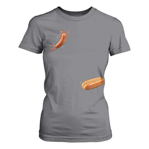 Funny Hot Dog T Shirt For Women Hotdog Jumping Into Bun Sausage BBQ Grilling High Dive TS10 Charcoal Print Your Wear