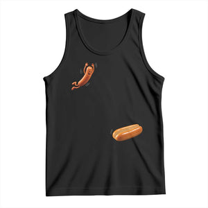 Funny Hot Dog Tank Top Hotdog Jumping Into Bun Sausage BBQ Grilling High Dive TS10 Black Print Your Wear