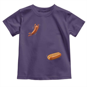 Funny Hot Dog Toddler T Shirt Hotdog Jumping Into Bun Sausage BBQ Grilling High Dive TS10 Purple Print Your Wear