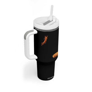 Funny Hot Dog Tumbler With Handle Hotdog Jumping Into Bun Sausage BBQ Grilling High Dive TS10 Print Your Wear