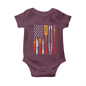 Bbq Smoker Baby Onesie Barbecue Chef Smoking Tools Grilling Pit Master USA Flag TS10 Maroon Print Your Wear