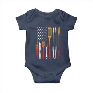 Bbq Smoker Baby Onesie Barbecue Chef Smoking Tools Grilling Pit Master USA Flag TS10 Navy Print Your Wear