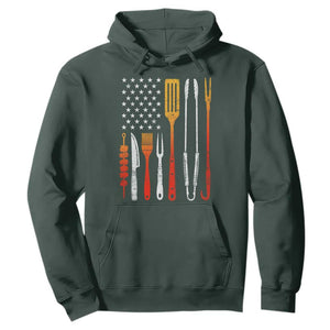 Bbq Smoker Hoodie Barbecue Chef Smoking Tools Grilling Pit Master USA Flag TS10 Dark Forest Green Print Your Wear