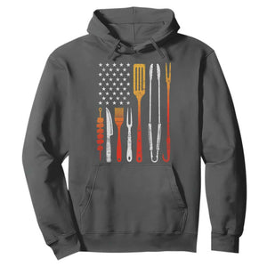 Bbq Smoker Hoodie Barbecue Chef Smoking Tools Grilling Pit Master USA Flag TS10 Dark Heather Print Your Wear