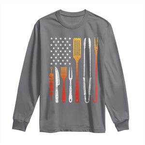 Bbq Smoker Long Sleeve Shirt Barbecue Chef Smoking Tools Grilling Pit Master USA Flag TS10 Charcoal Print Your Wear