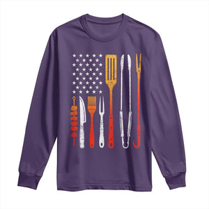 Bbq Smoker Long Sleeve Shirt Barbecue Chef Smoking Tools Grilling Pit Master USA Flag TS10 Purple Print Your Wear