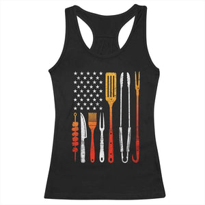 Bbq Smoker Racerback Tank Top Barbecue Chef Smoking Tools Grilling Pit Master USA Flag TS10 Black Print Your Wear