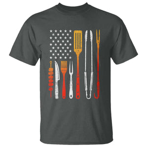 Bbq Smoker T Shirt Barbecue Chef Smoking Tools Grilling Pit Master USA Flag TS10 Dark Heather Print Your Wear