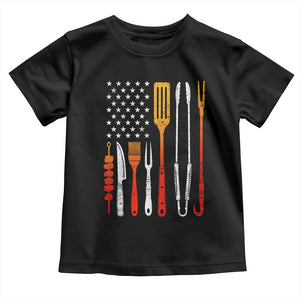 Bbq Smoker Toddler T Shirt Barbecue Chef Smoking Tools Grilling Pit Master USA Flag TS10 Black Print Your Wear