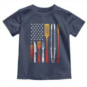 Bbq Smoker Toddler T Shirt Barbecue Chef Smoking Tools Grilling Pit Master USA Flag TS10 Navy Print Your Wear