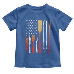 Bbq Smoker Toddler T Shirt Barbecue Chef Smoking Tools Grilling Pit Master USA Flag TS10 Royal Blue Print Your Wear