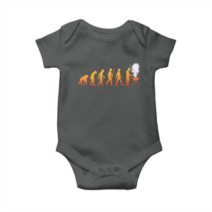 Funny BBQ Baby Onesie Evolution Of Grill Master Grilling Gifts Meat Smoking TS10 Dark Heather Print Your Wear