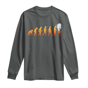 Funny BBQ Long Sleeve Shirt Evolution Of Grill Master Grilling Gifts Meat Smoking TS10 Dark Heather Print Your Wear