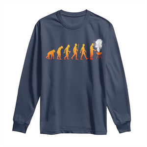 Funny BBQ Long Sleeve Shirt Evolution Of Grill Master Grilling Gifts Meat Smoking TS10 Navy Print Your Wear