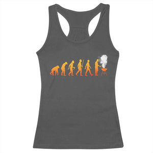 Funny BBQ Racerback Tank Top Evolution Of Grill Master Grilling Gifts Meat Smoking TS10 Dark Heather Print Your Wear