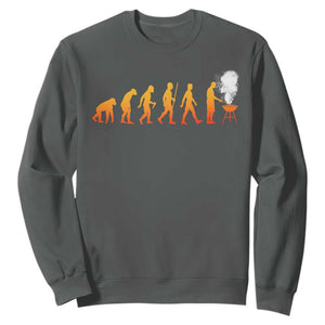 Funny BBQ Sweatshirt Evolution Of Grill Master Grilling Gifts Meat Smoking TS10 Dark Heather Print Your Wear