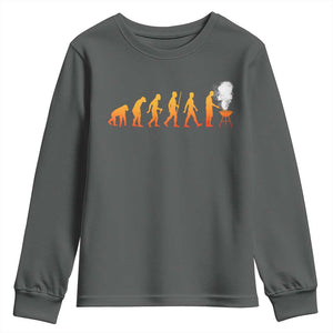 Funny BBQ Youth Sweatshirt Evolution Of Grill Master Grilling Gifts Meat Smoking TS10 Dark Heather Print Your Wear