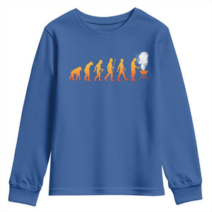 Funny BBQ Youth Sweatshirt Evolution Of Grill Master Grilling Gifts Meat Smoking TS10 Royal Blue Print Your Wear