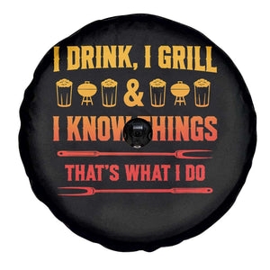 Funny BBQ Beer Lovers Spare Tire Cover I Drink I Grill And I Know Things Bbq Barbecue Beer TS10 Print Your Wear