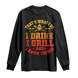 I Drink I Grill Long Sleeve Shirt Funny Bbq Grilling Barbecue Beer Lovers TS10 Black Print Your Wear