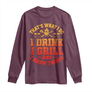 I Drink I Grill Long Sleeve Shirt Funny Bbq Grilling Barbecue Beer Lovers TS10 Maroon Print Your Wear