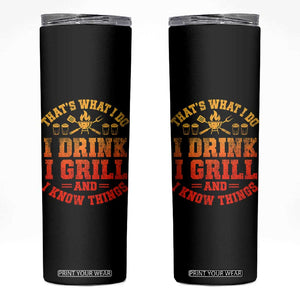I Drink I Grill Skinny Tumbler Funny Bbq Grilling Barbecue Beer Lovers TS10 Black Print Your Wear