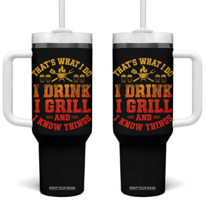 I Drink I Grill Tumbler With Handle Funny Bbq Grilling Barbecue Beer Lovers TS10 One Size: 40 oz Black Print Your Wear