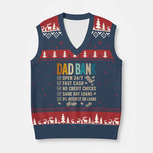 Funny Dad V-Neck Knit Sweater Vest Retro Dad Bank Fathers Day