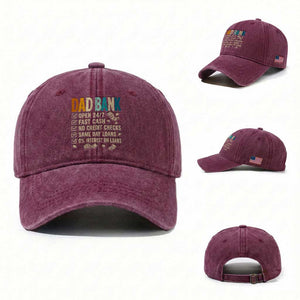 Funny Dad Washed Cotton Baseball Cap Retro Dad Bank Fathers Day