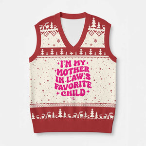 Im My Mother in Laws Favorite Child V-Neck Knit Sweater Vest Funny Daughter-in-Law Gifts