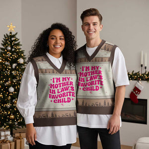 Im My Mother in Laws Favorite Child V-Neck Knit Sweater Vest Funny Daughter-in-Law Gifts