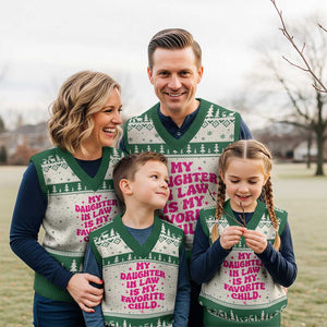 My Daughter in Law is My Favorite Child V-Neck Knit Sweater Vest Parents-In-Law Fathers Mothers Day Gifts
