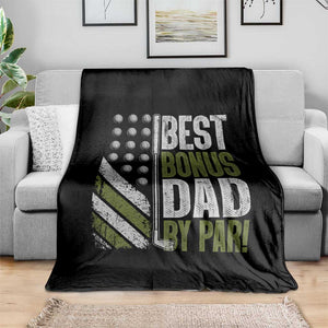 Best Bonus Dad By Par Throw Blanket Step Dad Golf American Flag Fathers Day Gift For Golfers TS10 Print Your Wear